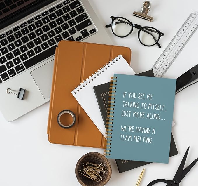 OXW Funny Office Gifts Blue Notebook Journal, Gag Fun Gifts for Coworker Colleague Boss Employee Adults Women Men, Team Meeting, Snarky Gift(5.5'' X 8.3'')