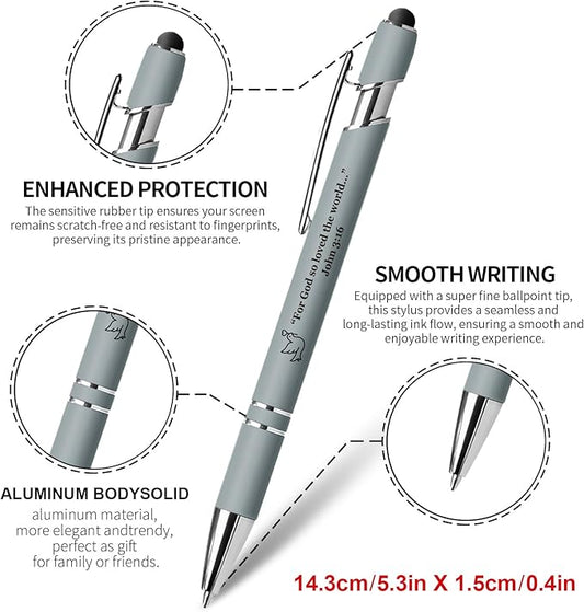 15 Pack Bible Verse Pens, Christian Inspirational Retractable Ballpoint Pens with Religious Scripture Quotes & Symbols, Smooth Writing Black Pens for Church, Gifts for Christians, MorandiColor