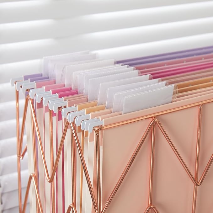 Y YOMA 12 Pack Colored Hanging File Folders Letter Size Decorative Hanging Folder Cute Pretty File Folder for Filing Cabinet Office Home with 1/5-Cut Adjustable Tabs, Macaroon Color