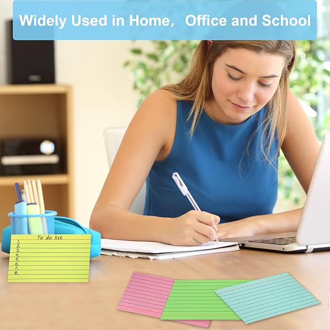 200 Sheets Colored Index Cards 3x5 Ruled, Thick Flash Cards for Studying, 3x5 Note Cards with Lined Plain Sides, Colorful Notecards Flashcards for School Office Home (4 Colors, 50 Sheets per Color)