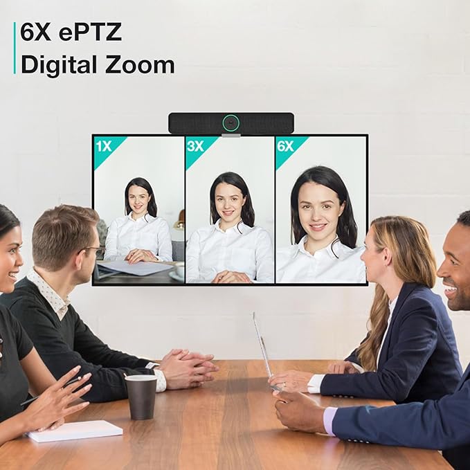 TB5 Video Conferencing System - Zoom Certificated, Ultra 4K Pro Audio and Video Conference Room Camera with 4 Microphone Arrays & Stereo Speakers, 120° Wide Angle Webcam for TV/Meeting Room
