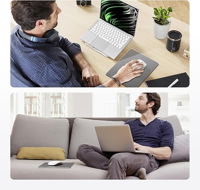HONKID Metal Aluminum Mouse Pad, Office and Gaming Thin Hard Mouse Mat Double Sided Waterproof Fast and Accurate Control Mousepad for Laptop, Computer and PC,9.05"x7.08", Gray