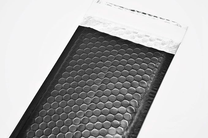 ProLine Matte Metallic Black Bubble Padded Mailers 4x8 Inch Self Seal Padded Envelopes (1000)