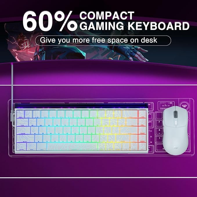 AULA Hero 68 HE 60% Gaming Keyboard Wired, Hall Effect Magnetic Switch Keyboard with 8K Hz Polling Rate, Side Printed PBT Keycaps, RGB Backlit Light Box, Customizable Web Software for PC/Mac Gamers