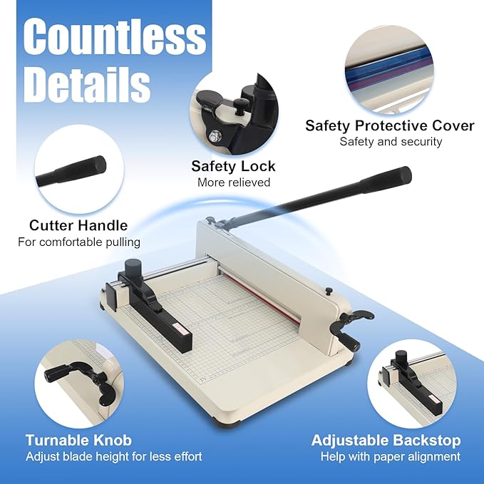 12 inch Heavy Duty Paper Cutter, Industrial 400 Sheet Capacity Steel Paper Trimmer, Commercial Paper Cutter for Office, Print Shop, School Crafting with Dual Safety Lock Protective Cover