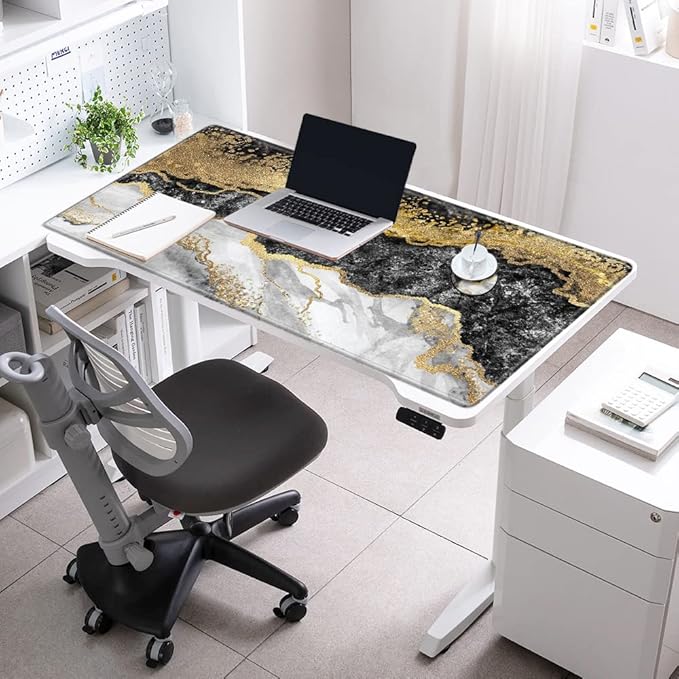 Gaming Mouse Pad 48 x 24 Giant Desk Mat Black Gold Marble Mousepad Extra Large Desk Pad XXXL Mouse Mat Huge Computer Mat for Women Work Office Home Game