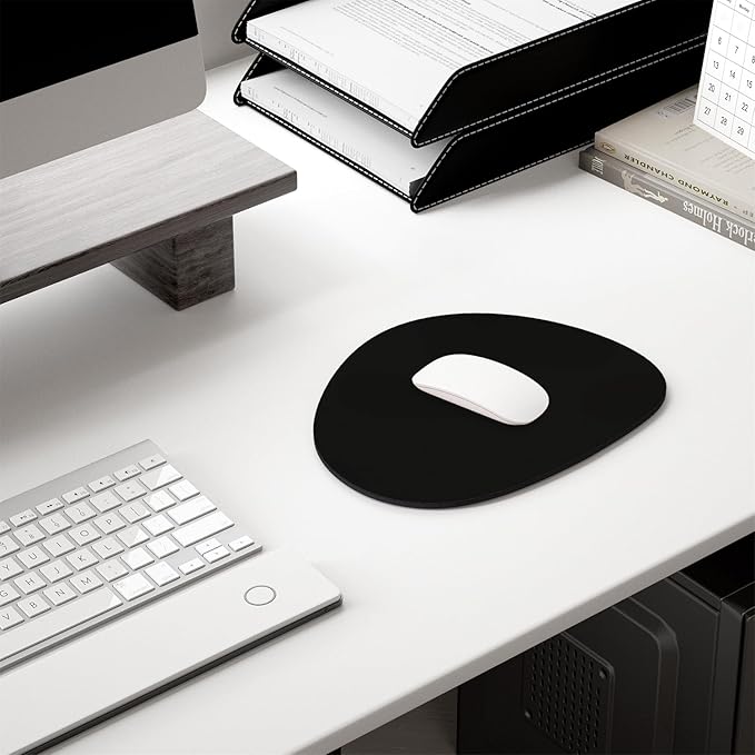 Hsurbtra Mouse Pad, Premium-Textured Small Oval Mousepad 8.7 x 7.1 Inch Black, Thick 3 mm Anti-Slip Waterproof Rubber Pretty Cute Computer Mat for Office Home Gaming Laptop Men Women Kids