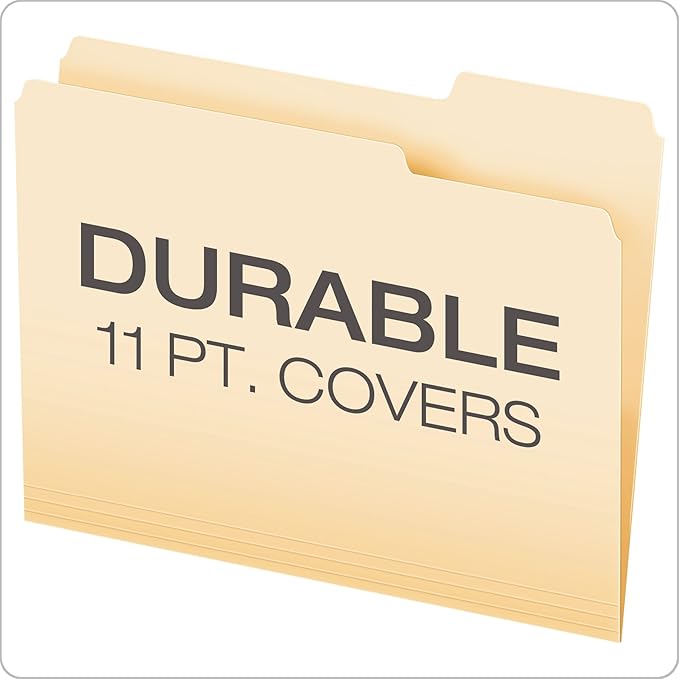 Pendaflex File Folders,Letter Size,8-1/2" x 11",Classic Manila,1/3-Cut Tabs in Left,Right,Center Positions,100 Per Box (65213),(Pack of 2)