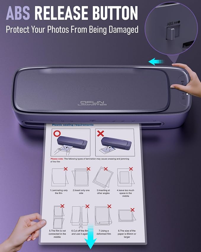 Laminator Machine 13-Inch Thermal Lamination Purple and 20 Pack Laminating Sheets 8.5 X 11 Inch Clear Thermal Laminating Pouches