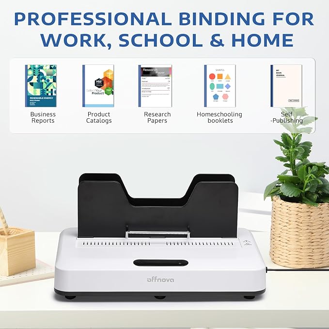 OFFNOVA Thermal Binding Machine 500 Sheets Capacity, No Preheat, Air Cooling, Book Binder Machine with 20 Binding Covers, for A4/A5/Letter Size Business Documents, Office and Homeschool Projects