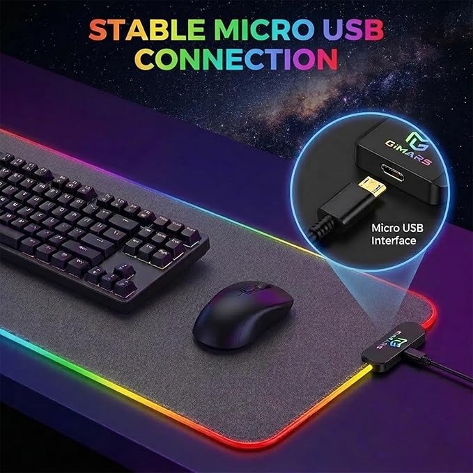 Gimars Large RGB Gaming Mouse Pad, Desk Pad with 12 LED Lighting Modes, Premium Micro-Weave Cloth, 5mm Thickened Mat, Keyboard and Mousepad for Desk, Gaming, Office