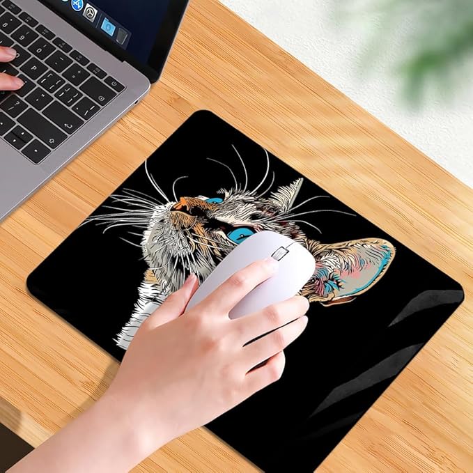 Square Mouse Pad Colorful Cat-1,Gaming Mouse Pads for Desk,Soft Computer Waterproof Non-Slip Mouse Mat