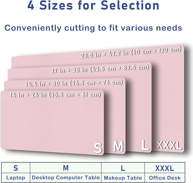 Boutilon Leather Desk Pad Protector,Non-Slip Mouse Pad,Laptop Desk Pad,Office Mouse Mat,Waterproof Leather Desk Blotter,Desk Writing Pad for Office and Home (XL-Light Pink,35.4"x 15.7")