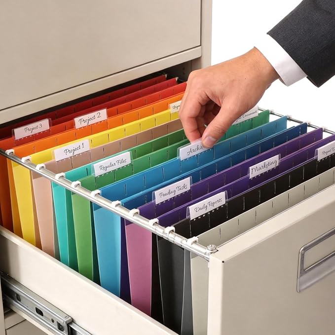 SUNEE Hanging File Folders, 50 Pack Letter Size Hanging File Folders with 1/5-cut Tabs, Stay Organized for Your Home and Office Bulk File, Documents and Paper,10 Assorted Colors