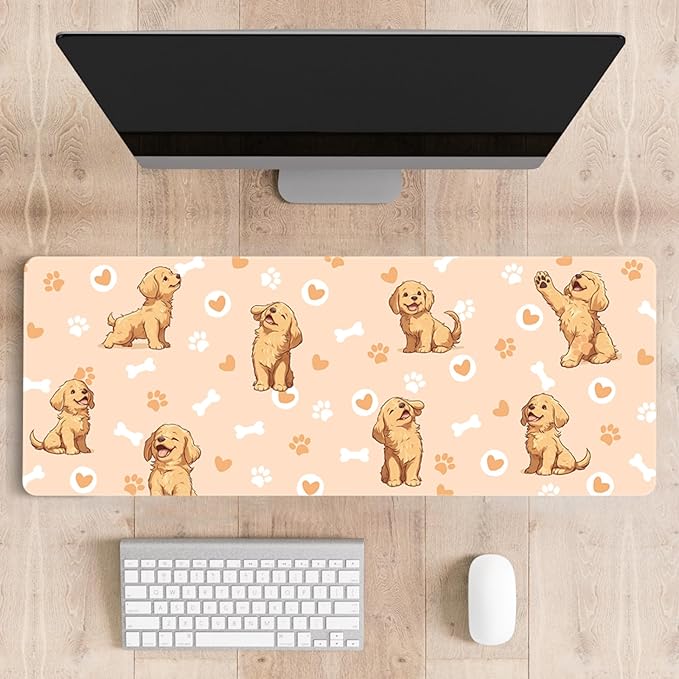 Mousepad Desk Mat Gaming Large Keyboard Cute Office Desktop Computer Laptop Dog XXL Long Giant Big Kawaii Aesthetic Girly Pretty Design Women Girl Gamer Oversized Wide 30x12'' Mousepad