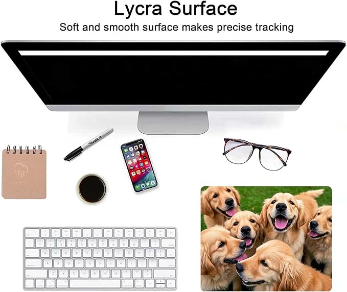 Cute Golden Retriever Mouse Pads for Desk, Unique Design Computer Mousepad with Non-Slip Rubber Base for Women,Washable Mousepads Computer Mouse Pads for Desk Laptop Wireless Mouse