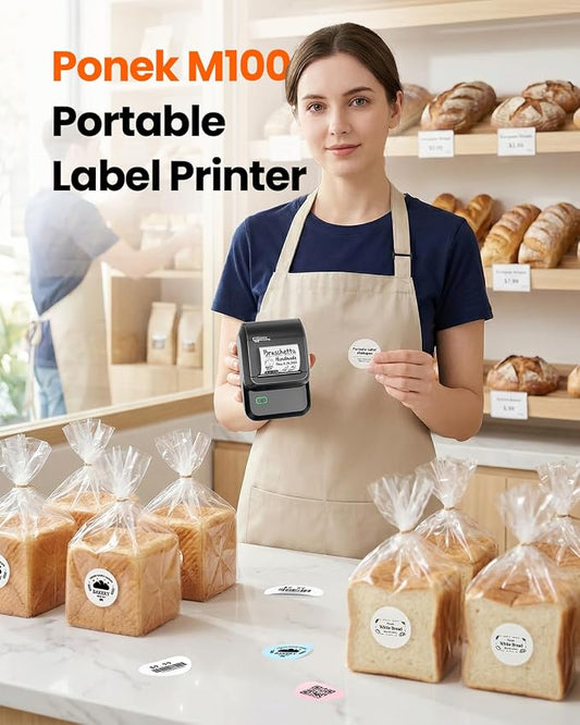 Label Maker Machine with Tape, Bluetooth Label Printer with 6000+ Templates | Portable 2 inch Inkless Thermal Printer Easy to Use for Small Business, Home, School, Office, Safety Label Makers, Black