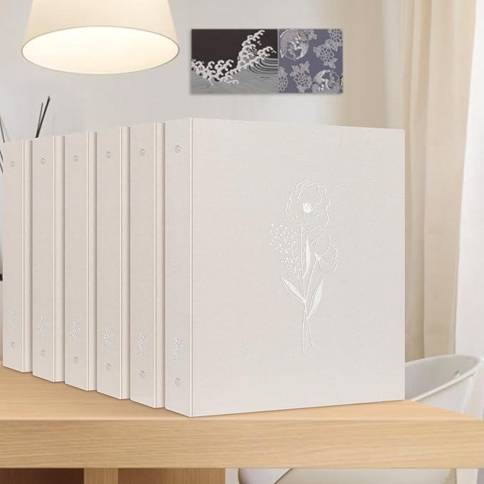 Lanpn Aesthetic 3 Ring Binder 6 Packs, Linen Hardcover 1 inch Round Rings Folder Holder Planner Fits Letter Size 8.5” x 11" Paper for Office School Journaling Collections (Beige)