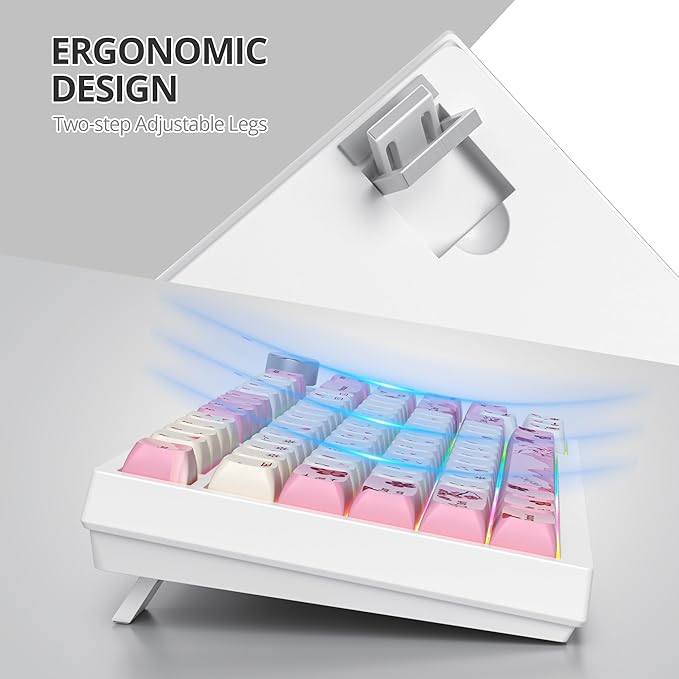 75 Percent Pink Keyboard Gasket-Mounted with Sound Absorbing Pads, 82-Key Compact Wired RGB Mechanical Gaming Keyboard Hot-Swap Socket for Win, Ying