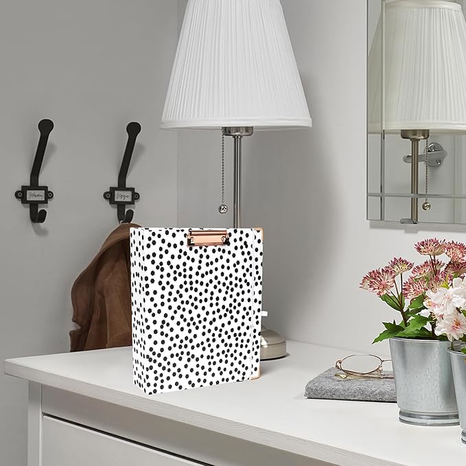 EYROZILL Mini 3 Ring 2 Inch Binder with 5-Tab Dividers Suitable fo r 5.5" x 8.5" Paper, Cute Three Ring Binder folders with Clipboard for Women School Office Supplies, Polka Dots