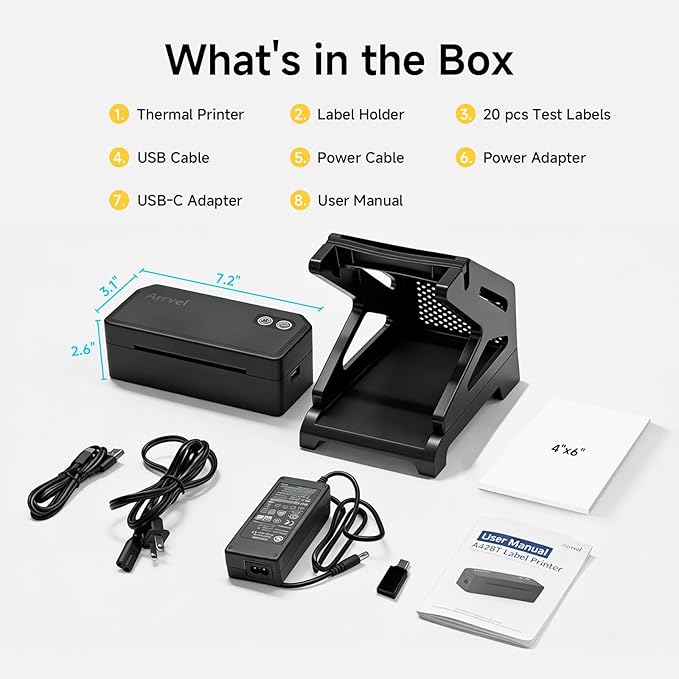 Bluetooth Thermal Label Printer with Stand, Wireless 4x6 Shipping Label Printer for Small Business, Support iPhone, Android Windows & Mac, Widely Used for USPS Amazon Etsy Shopify