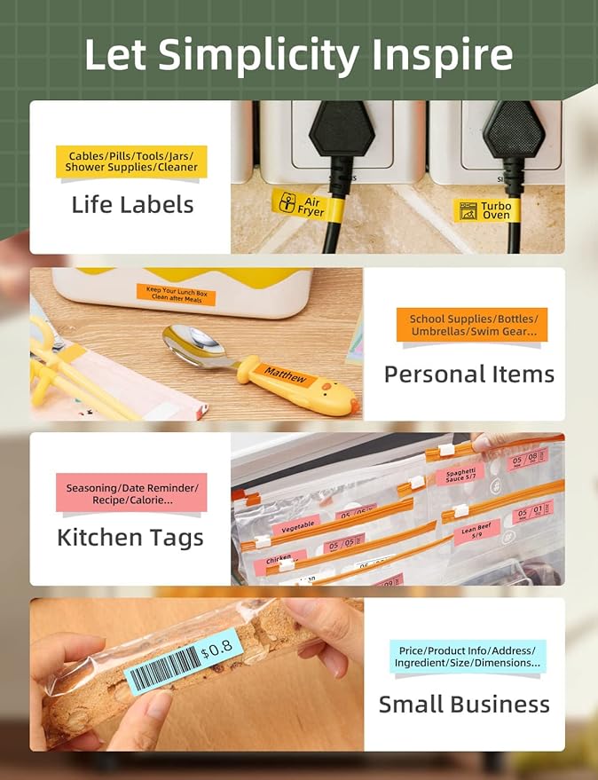 Makeid Q1 Label Maker Machine with Tape - Portable Bluetooth Label Makers for Home & Office Organization - Compatible with Apple iOS & Android - Clear Prints, Custom Templates & Fonts, Retro Design