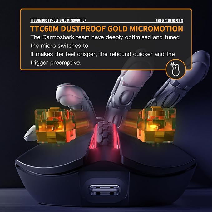 Darmoshark M3 Pro Wireless Gaming Mouse,Tri-Mode 2.4G/USB-C/Bluetooth Mouse Up to 26KDPI,PAW3395 Optical Sensor Lightweight 55g,8 programmable Button 500MAh Battery Life,Computer Mouse for Laptop(W)