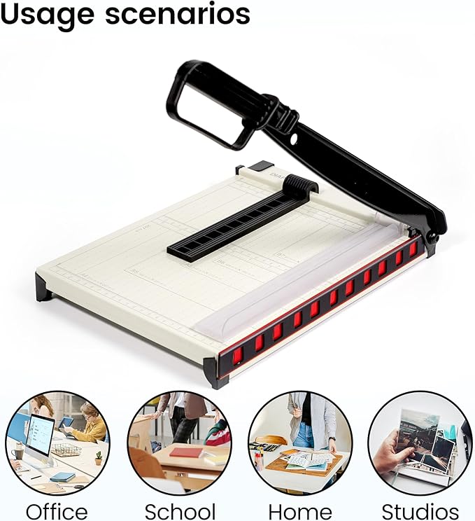 Paper Cutter,Paper Trimmer12" Cutting Length Heavy Duty Guillotine Paper Slicer with Safety Guard and Magnetic Guide Rail,12 Sheets Capacity,Ideal for Offices,Homes,Printing Shops,Photo Studios