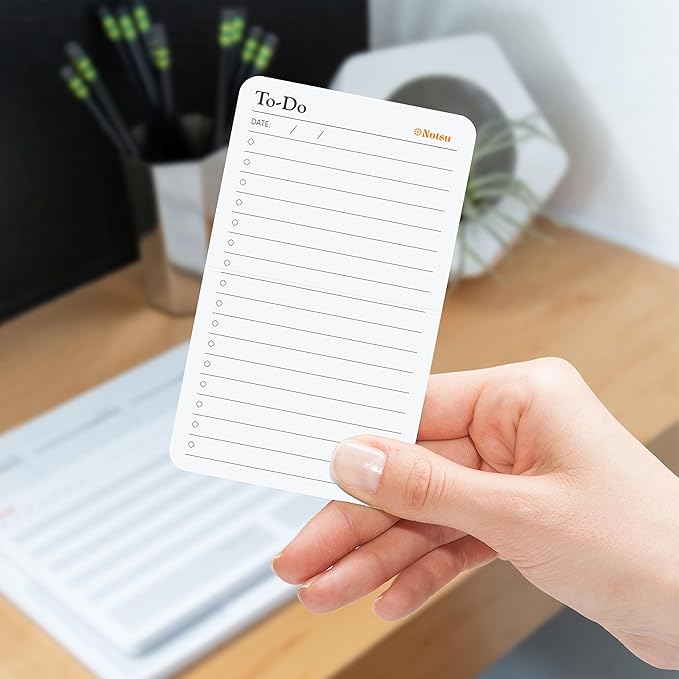 Notsu To Do List Grid Index Cards 3x5 | 50 Task Planner Foldable Vertical Notecards with Rounded Corners