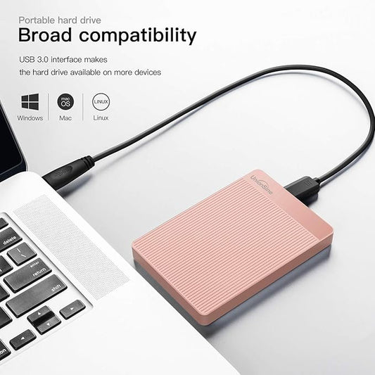 UnionSine 500GB Ultra Slim Portable External Hard Drive HDD-USB 3.0 for PC, Mac, Laptop, PS4, Xbox one, Xbox 360-(Pink)