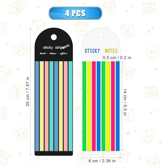 640Pcs Highlighter Tape, Long Page Tabs Transparent Highlighter Strips Long Page Markers Pastel Sticky Note Tabs Index Stickers for Annotating Books Sentence Reading Memory Office School (8 Colors)