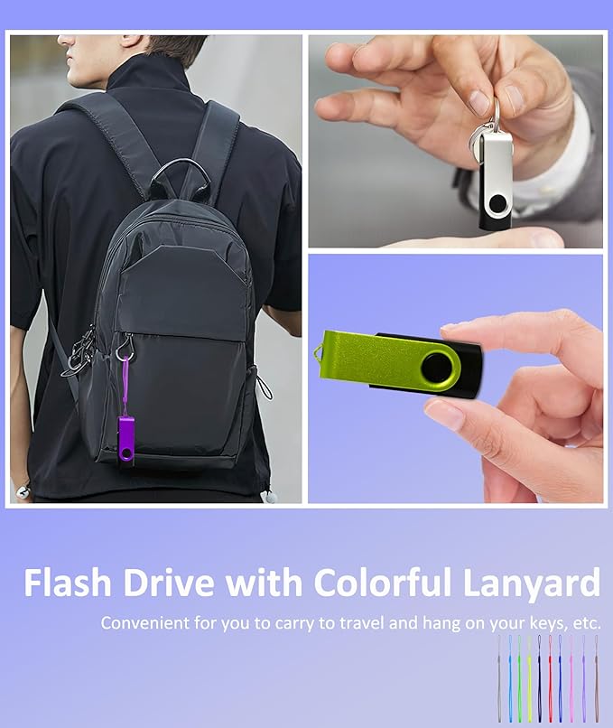 4GB USB Flash Drive 10 Pack Nicepicten USB 2.0 Thumb Drives Memory Stick Swivel Jump Zip Drive USB 4GB Flash Drives with 10PCSLanyards