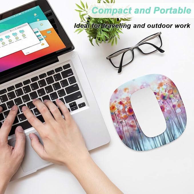 Rimilak Small Mouse Pad 6.6 Inch, Takes up Wrist and Mouse Space, Waterproof Compact Mini Mouse Mat for Laptop Computer Wireless Mouse Keyboard Home Office Travel,Pink Watercolor