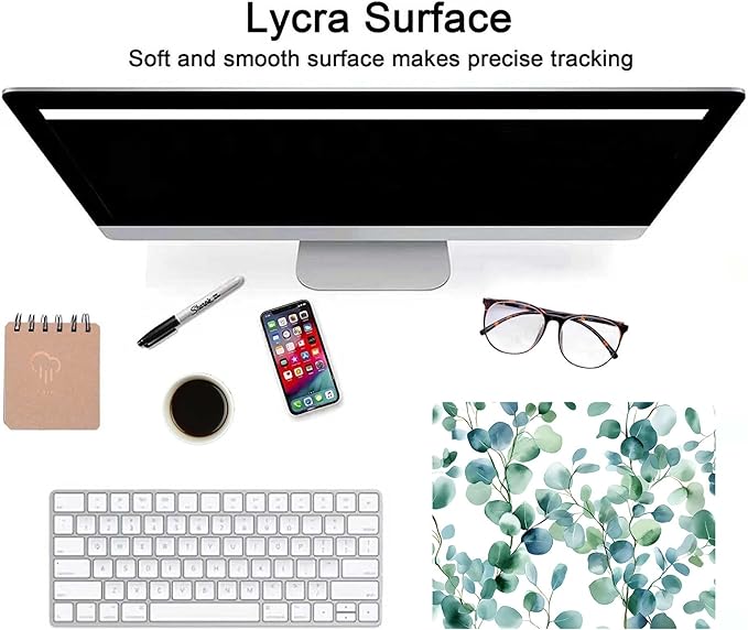 Natural Landscape with Fresh Green Leaves, Square Waterproof and Non-Slip Rubber-Based Mouse Pad Suitable for Office Laptops.