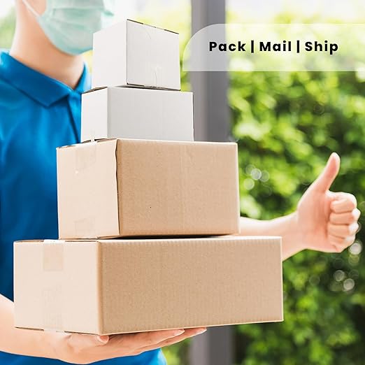 Golden State Art, 28 Pack 5x5x5 Shipping Boxes for Coffee Mugs, Candles, Gifts Mailing, Packaging, Storage - 5x5 Corrugated Cardboard Box, White