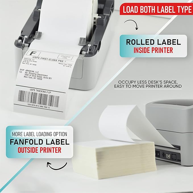 Arkscan 2054K-WF Shipping Label Printer Support USB & WiFi Connection, Work w/iPhone Windows Mac Chromebook Android Support Amazon Ebay Paypal Shopify Shipstation UPS USPS FedEx Direct Thermal Labels