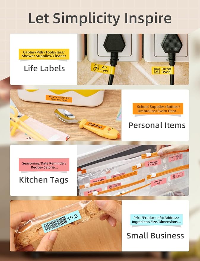 MakeID Q1 Label Maker Machine with 3 Tapes - Portable Bluetooth Label Makers for Home & Office Organization - Compatible with Apple iOS & Android - Clear Prints, Custom Templates & Fonts, Retro Design