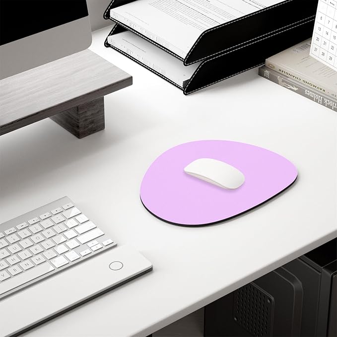 Hsurbtra Mouse Pad, Premium-Textured Small Oval Mousepad 8.7 x 7.1 Inch Purple, Thick 3 mm Anti-Slip Waterproof Rubber Pretty Cute Computer Mat for Office Home Gaming Laptop Men Women Kids