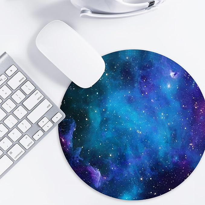 Nebula Galaxy Round Mouse Mat, Funny Small Mouse Pad with Non-Slip Rubber Base, Home Office Decor Desk Accessory, 8.7 Inch Round