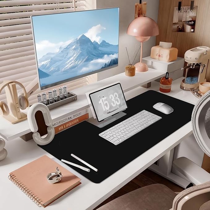 Mouse Pad Gaming - Desk Mat for Keyboard and Mouse - Black Large Mouse Pad for Desk, Mousepad (35.4" X 15.7") with Non-Slip Base, Desks Pad Mat for Gaming, Office and Home