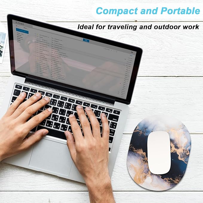 Rimilak Small Mouse Pad 6 x 8 Inch, Takes up Wrist and Mouse Space, Waterproof Compact Mini Mouse Mat for Laptop Computer Wireless Mouse Keyboard Home Office Travel,Blue Gradient Marble