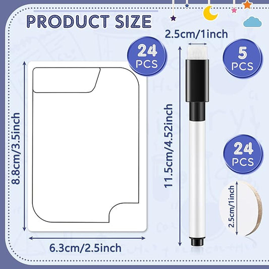 Teling 53 Pcs Dry Erase Compatible with Mtg Tokens Set of 24 Reusable Tokens Dry Erase Cards White Blank Flash Erasable Index Cards, 24 White Erasable Counters Gaming Token Discs and 5 Marker Pens