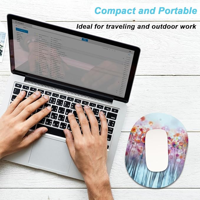 Rimilak Small Mouse Pad 6 x 8 Inch, Takes up Wrist and Mouse Space, Waterproof Compact Mini Mouse Mat for Laptop Computer Wireless Mouse Keyboard Home Office Travel,Pink Watercolor