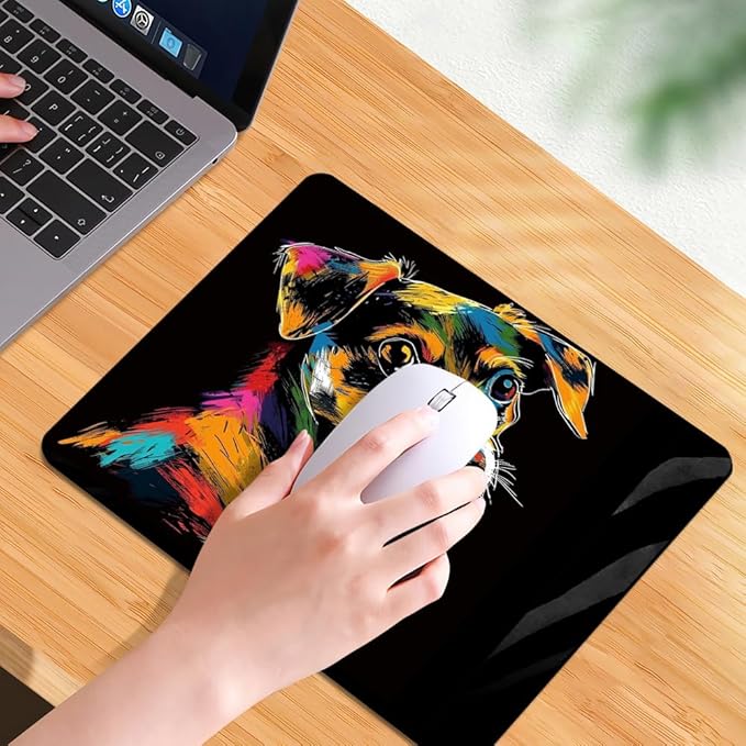 Square Mouse Pad Colorful Dog-1,Gaming Mouse Pads for Desk,Soft Computer Waterproof Non-Slip Mouse Mat