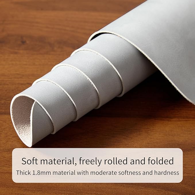 Desk Pad Soft PU Leather Large Mouse Pad Laptop Computer Desk Mat Table Blotter Flat Smooth Waterproof Non-Slip Desktop Protector Writing Pad for Office and Home (Light Grey, 90x43cm)