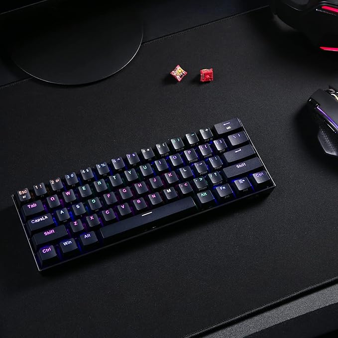 Redragon K530 Pro Draconic 60% Wireless RGB Mechanical Keyboard, BT/2.4Ghz/Wired 3-Mode 61 Keys Compact Gaming Keyboard w/Hot-Swap Socket, Free-Mod Plate Mounted PCB & Tactile Brown Switch