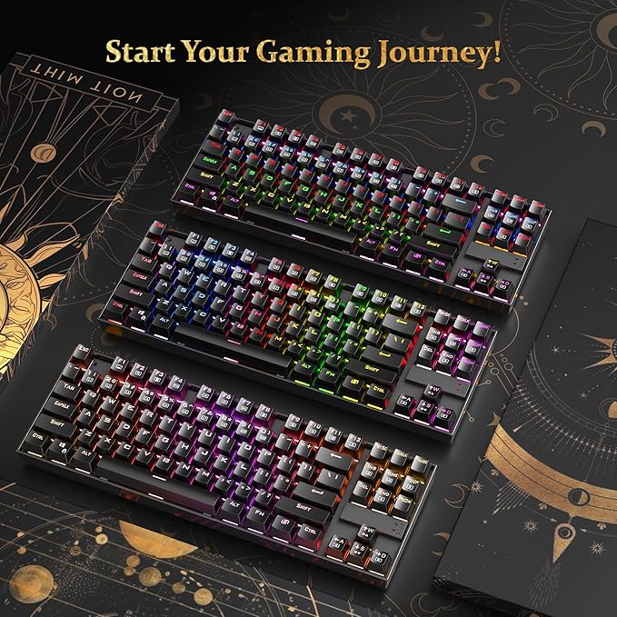 Redragon K552P Mechanical Gaming Keyboard TKL with 18 Backlight Modes, Hot-Swappable Red Switches, 87-Key Compact Ergonomic Design, N-Key Rollover & Software Programmable Macro - RGB, Black