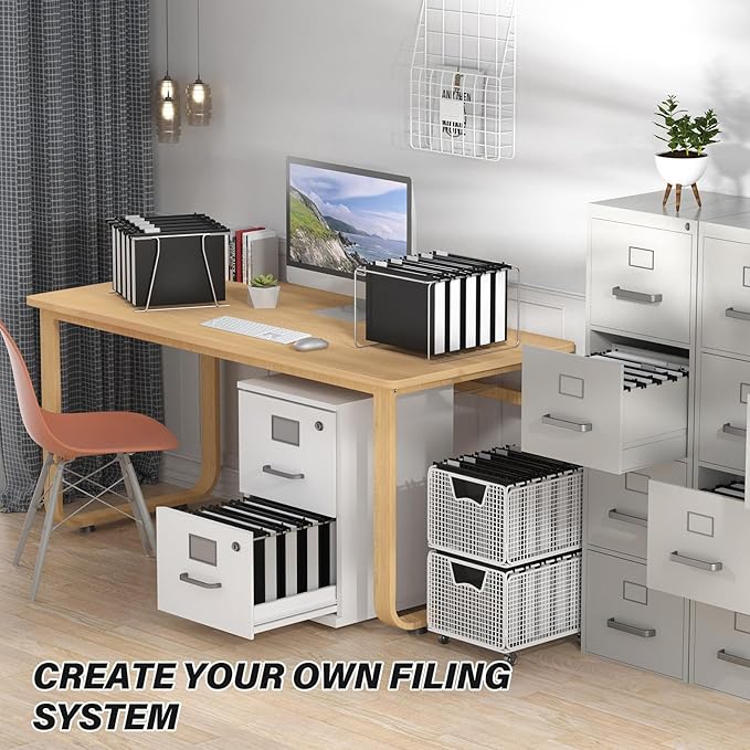 Ansook Extra Capacity Hanging File Folder Letter Size,Heavy Duty 2" Expansion File Folders Hanging with Tabs,6 Pack Plastic File Cabinet Folders,Hanging File Organizers for Bulk Files,Medical Charts