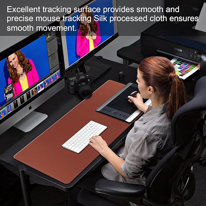 Gaming Mouse Pad,Large Mouse Pad Size 31.5x11.8 Thickness 0.12 inches,Premium-Textured Non-Slip & Waterproof Computer Mousepad with Stitched Edges for Gaming,Office & Home-80x30 Brown009