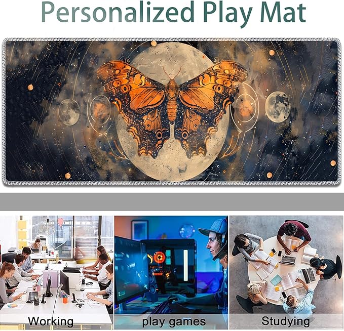 Large Gaming Mouse Pad Non-Slip Keyboard Pad Soft Extended Desk Mat Desktop Writing Pad (31.5"×11.8") Combined with Coasters, Home and Office Desktop Decor, Selenophora Sibirica